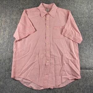 Brooks Brothers‎ Linen Button Down Shirt Men's  Large Preppy Plaid Pink Summer